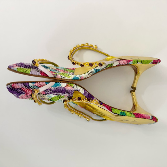 Giuseppe Zanotti Jeweled Crystal Floral Sandal Kitten Heel Slip-On 38.5 / US 8.5 - Picture 6 of 13